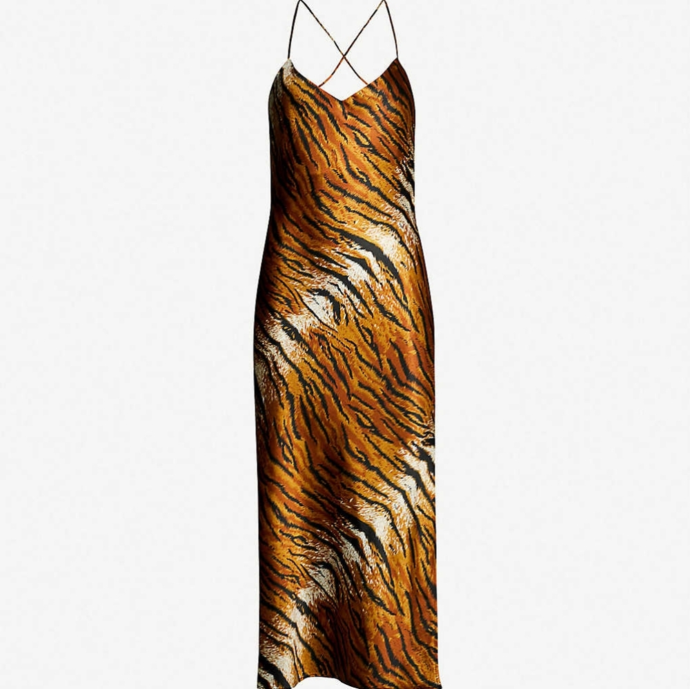 Top Shop Tiger Print Satin Midi dress